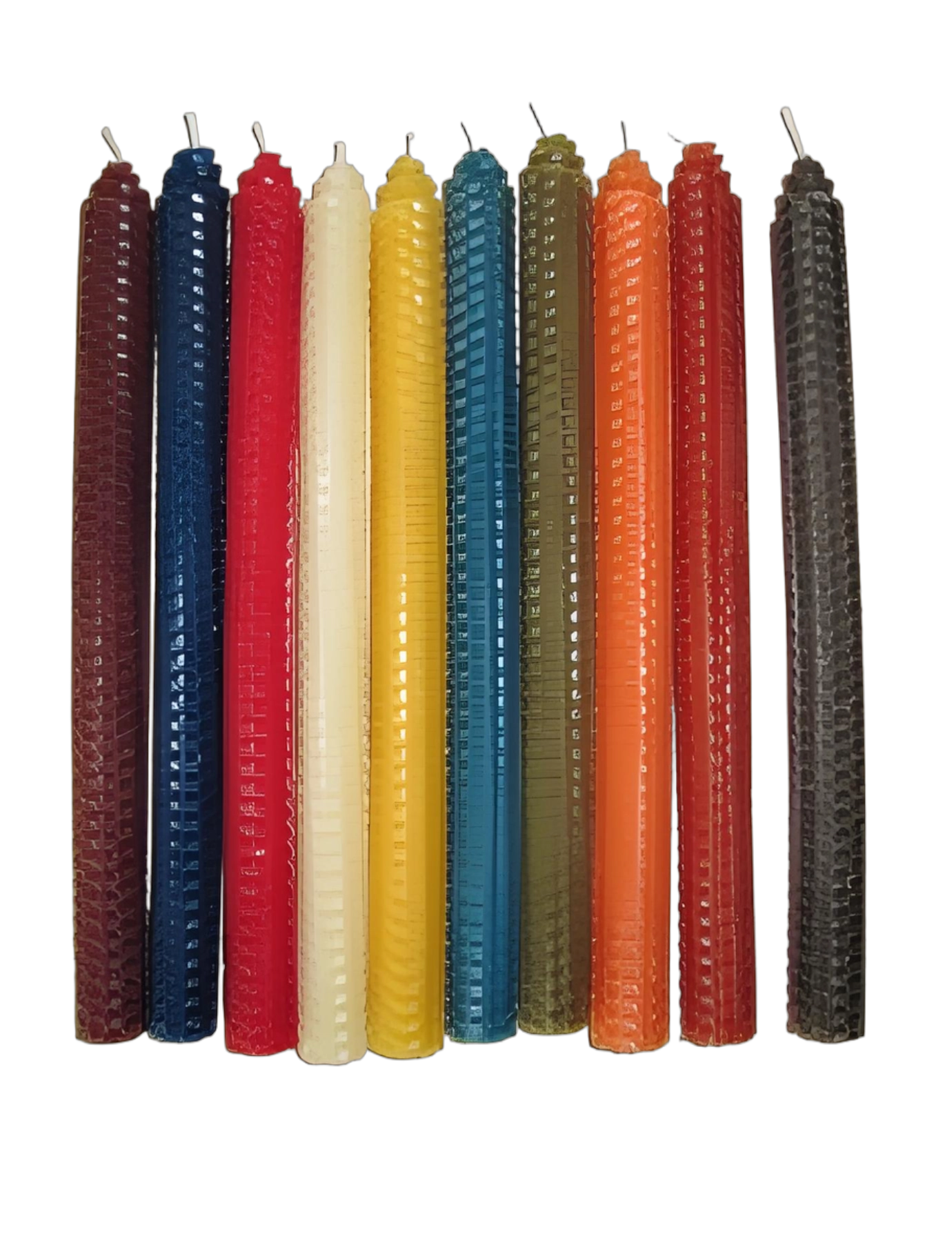 Traditional handcrafted beeswax handroll candle - natural honeycomb texture